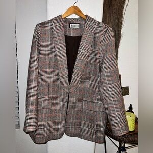 Plaid Blazer Jacket in Black, Gray & Red